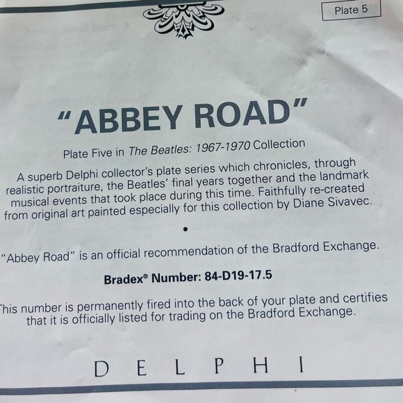 Abbey Road Plate The Beatles 1967-1970 Diane Sivavec 5. Delphi in Box - Picture 4 of 5